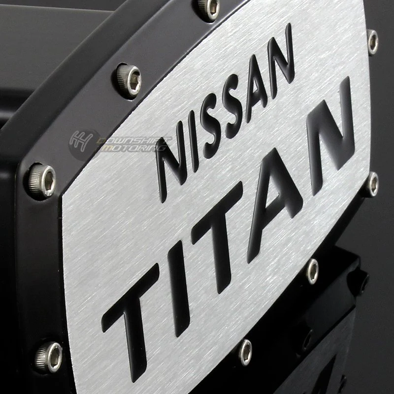 Black NISSAN TITAN LOGO Engraved Billet Hitch Cover Plug Cap For 2" Trailer Tow Receiver with ALLEN BOLTS Design - Image 4
