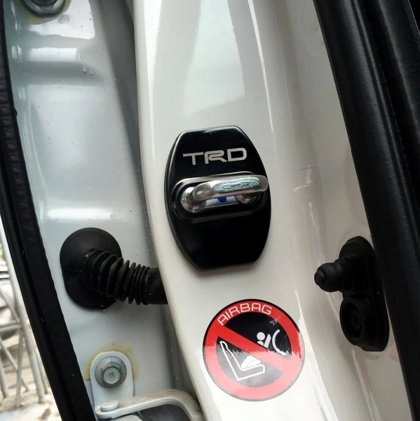 Black Stainless Steel Door Lock Door Striker Cover Set for TRD - Image 3