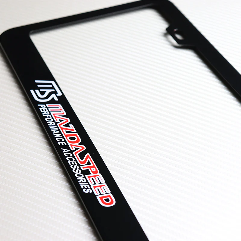 Mazdaspeed Black Stainless Steel License Plate Frame with Caps - Image 2