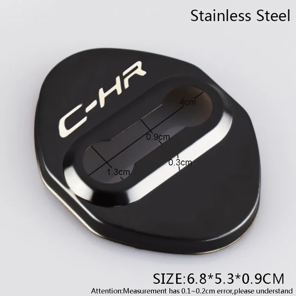 Black Toyota C-HR 2016-2019 Stainless Steel Door Lock Door Striker Protective Cover Set - 4 pcs - Image 2