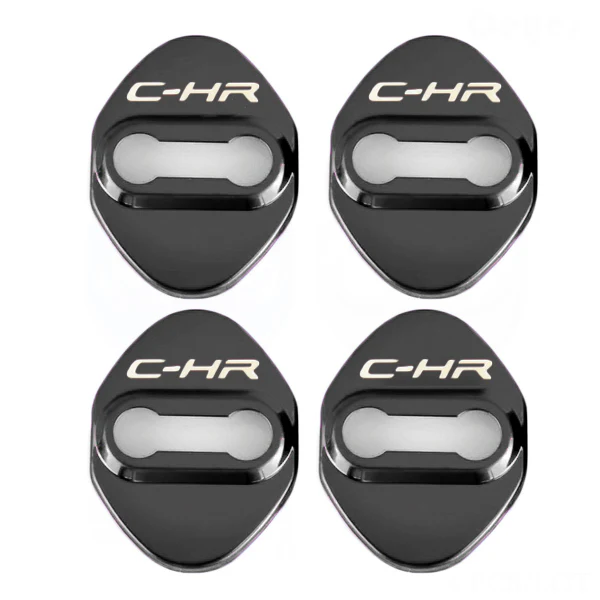 Black Toyota C-HR 2016-2019 Stainless Steel Door Lock Door Striker Protective Cover Set - 4 pcs - Image 4