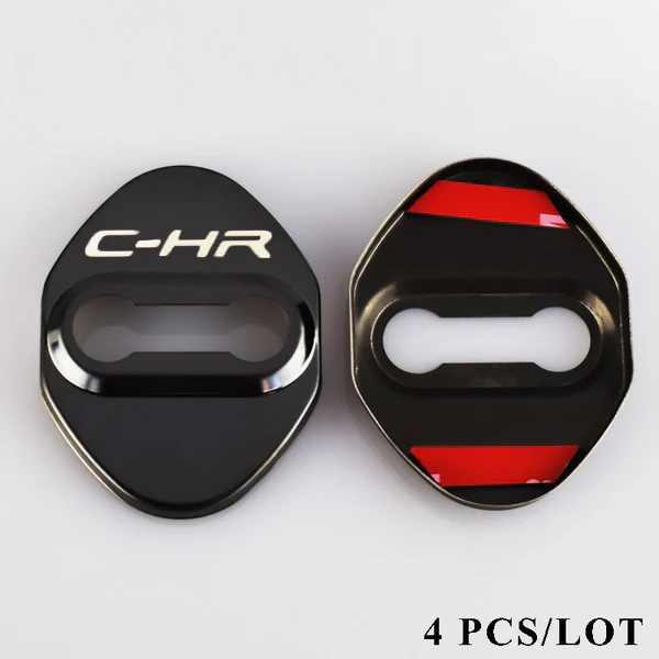 Black Toyota C-HR 2016-2019 Stainless Steel Door Lock Door Striker Protective Cover Set - 4 pcs - Image 6