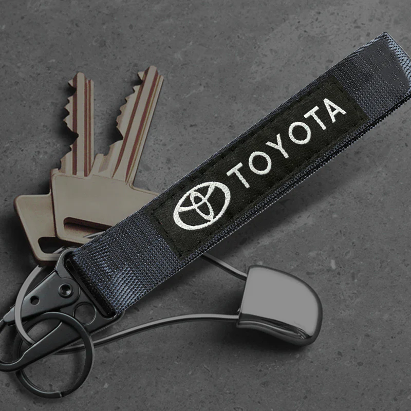 Black TOYOTA MOTORS Racing Keychain Metal Key Ring Hook Strap Nylon Lanyard-Universal - Image 4