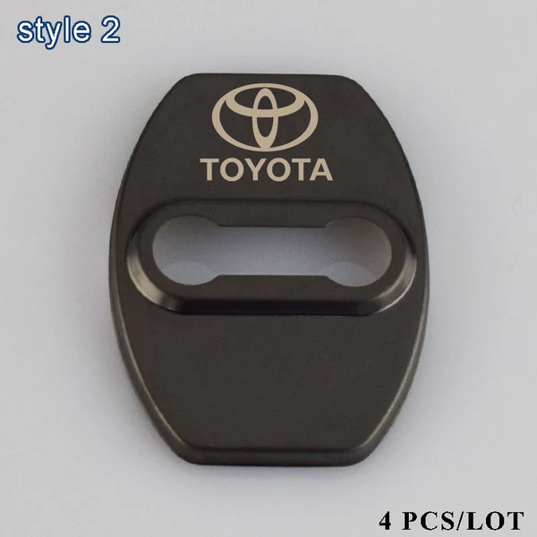 Black TOYOTA Stainless Steel Door Lock Door Striker Cover Set - 4 pcs - Image 4