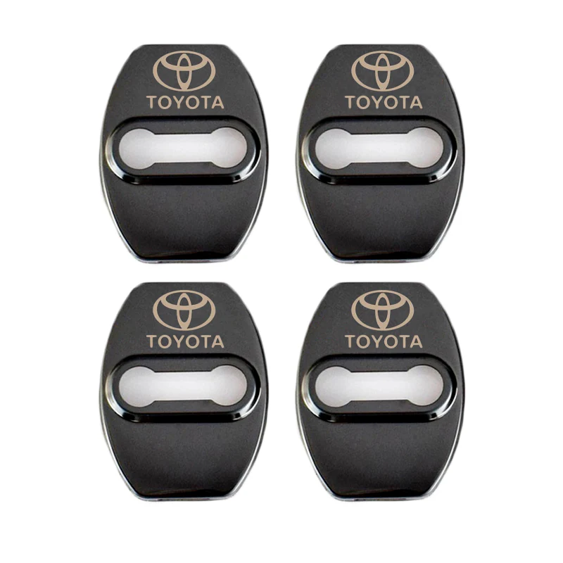 Black TOYOTA Stainless Steel Door Lock Door Striker Cover Set - 4 pcs - Image 5