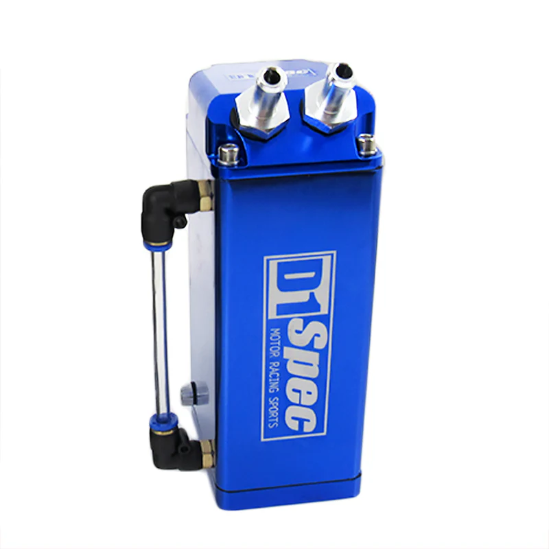 Blue 0.7L 10mm Square Billet Aluminum Engine Oil Catch Tank Can Reservoir D1 SPEC - Image 3