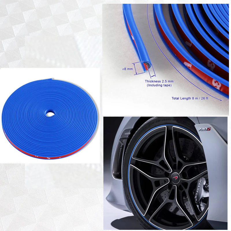 Blue 32.8 ft Interior Edge Gap Line Moulding Trim Molding Strip & Rim Protector Set Auto Car Décor - Image 3