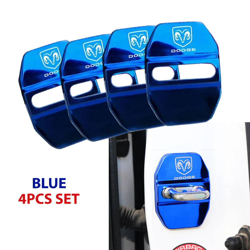 Blue DODGE Stainless Steel Door Lock Door Striker Buckle Lock Protective Cover Set - 4 pcs - Image 5