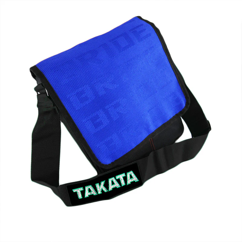 BLUE GRADATION CROSSBODY SHOULDER BRIDE RACING BAG W/ BLACK TK HARNESS STRAPS - Image 5