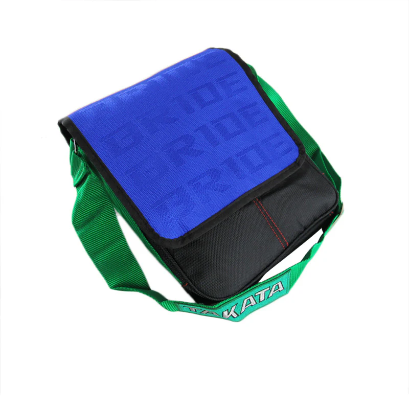 BLUE GRADATION CROSSBODY SHOULDER BRIDE RACING BAG W/ GREEN TK HARNESS STRAPS - Image 4