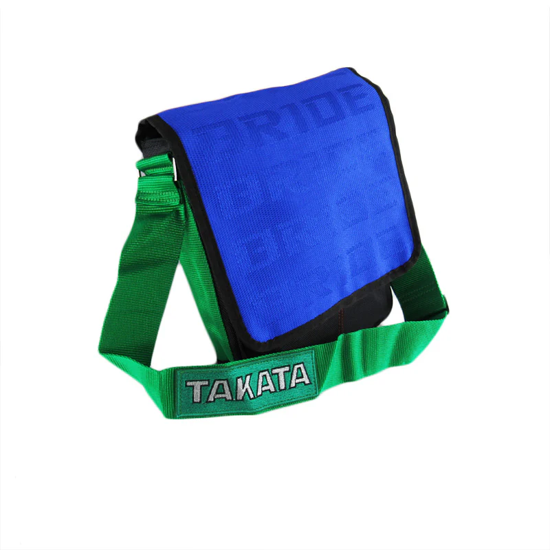 BLUE GRADATION CROSSBODY SHOULDER BRIDE RACING BAG W/ GREEN TK HARNESS STRAPS - Image 6
