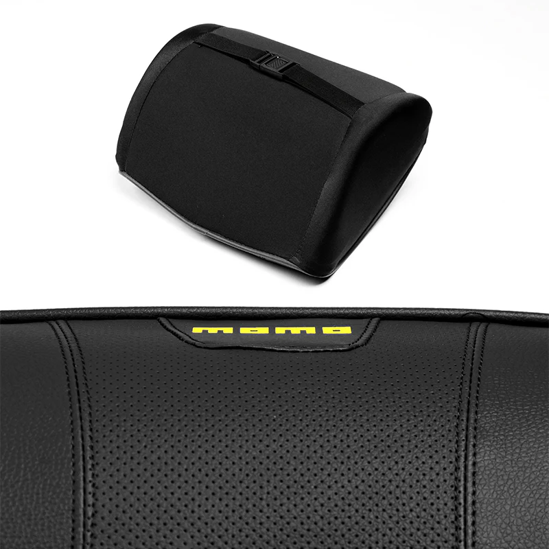 Black Leather Car Seat Memory Foam Neck Rest Cushion Pillow for MOMO RACING 1PCS - Image 2