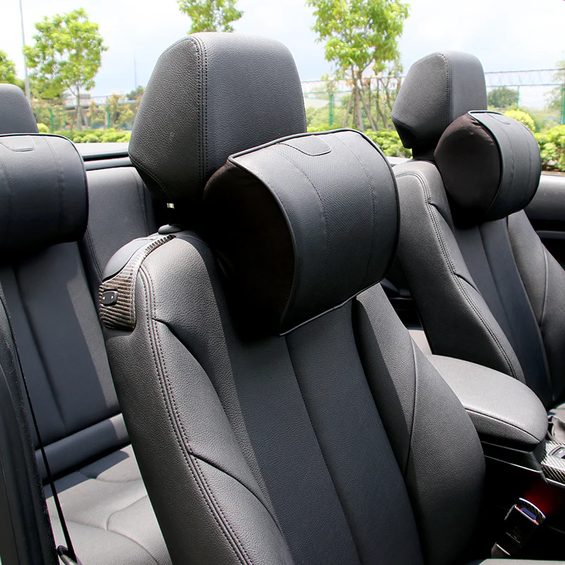 Black Leather Car Seat Memory Foam Neck Rest Cushion Pillow for MOMO RACING 1PCS - Image 5