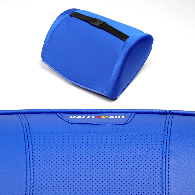 Blue Leather Car Seat Memory Foam Neck Rest Cushion Pillow MITSUBISHI RALLIART 1pc - Image 2