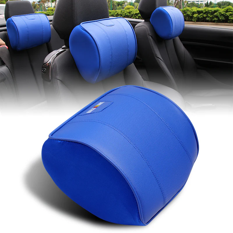 Blue Leather Car Seat Memory Foam Neck Rest Cushion Pillow MITSUBISHI RALLIART 1pc - Image 5