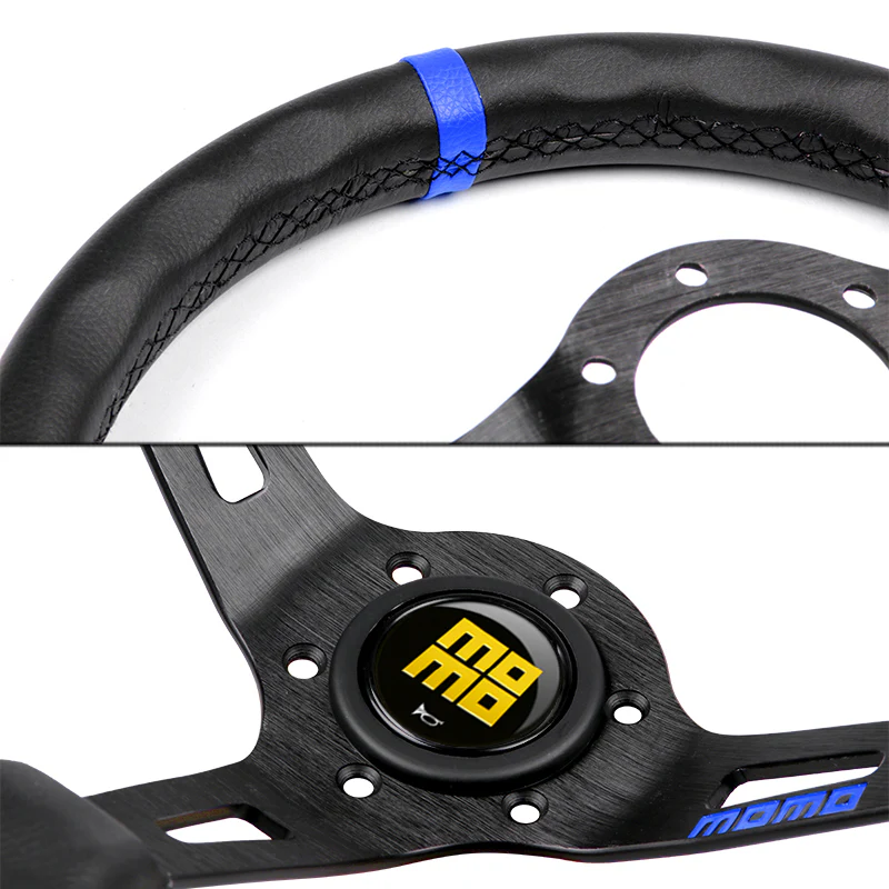 Blue Line 350mm Racing Steering Wheel Microfiber Leather For BKYL momo hub X1 - Image 2