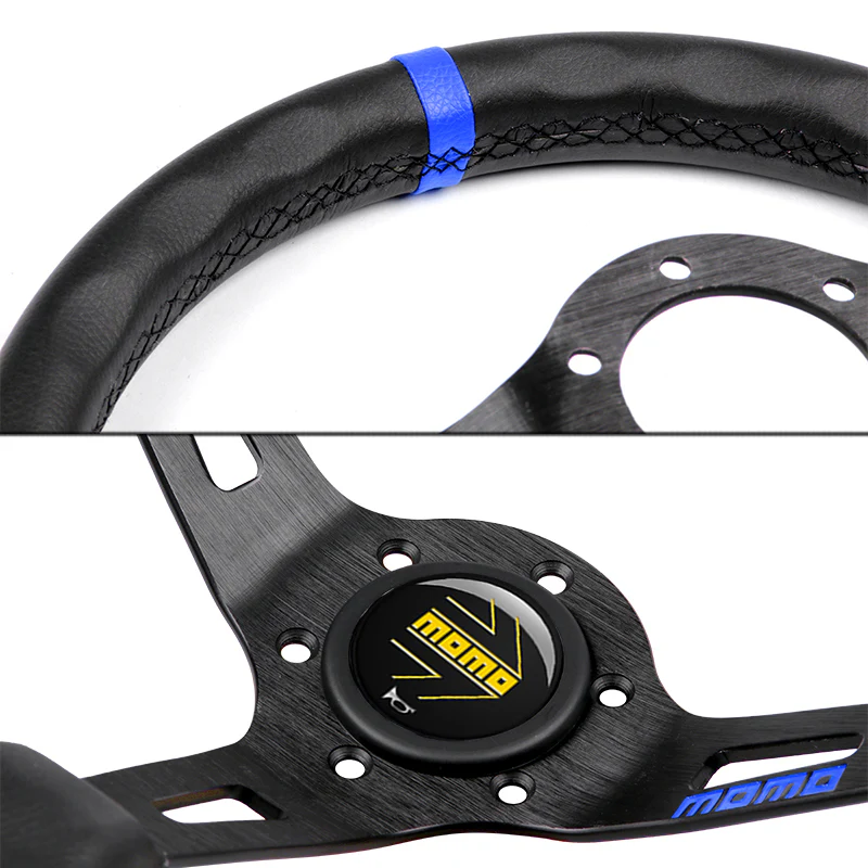 Blue Line 350mm Racing Steering Wheel Microfiber Leather For BKYL00 momo hub X1 - Image 2