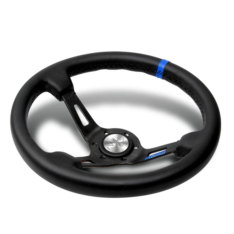 Blue Line 350mm Racing Steering Wheel Microfiber Leather For Silver momo hub X1 - Image 2