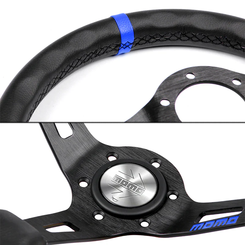 Blue Line 350mm Racing Steering Wheel Microfiber Leather For Silver momo hub X1 - Image 3