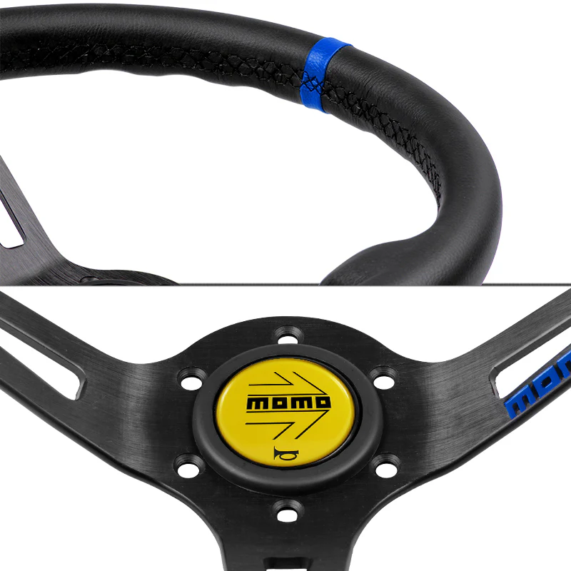 Blue Line 350mm Racing Steering Wheel Microfiber Leather For YLBKA momo hub X1 - Image 2