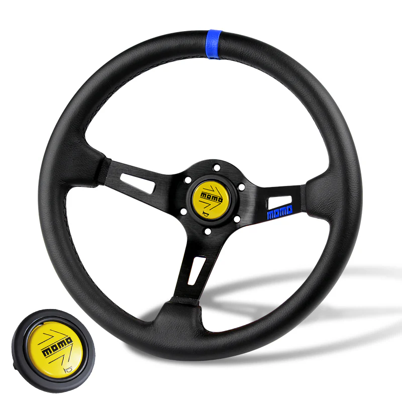 Blue Line 350mm Racing Steering Wheel Microfiber Leather For YLBKA momo hub X1 - Image 3