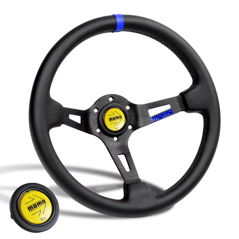 Blue Line 350mm Racing Steering Wheel Microfiber Leather For YLBKA momo hub X1 - Image 4