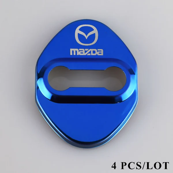 Blue Mazda Stainless Steel Door Lock Door Striker Buckle Lock Protective Cover Set - 4 pcs - Image 4