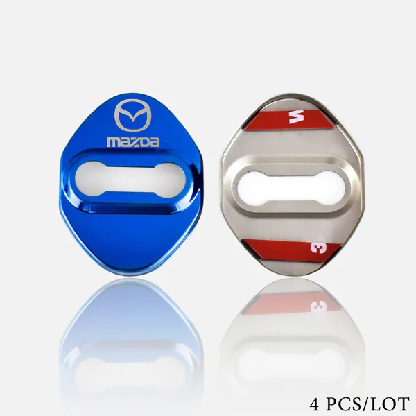 Blue Mazda Stainless Steel Door Lock Door Striker Buckle Lock Protective Cover Set - 4 pcs - Image 7