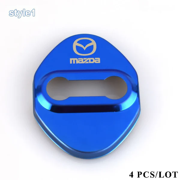 Blue Mazda Stainless Steel Door Lock Door Striker Buckle Lock Protective Cover Set - 4 pcs - Image 8