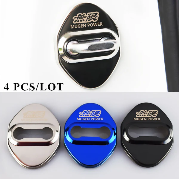 Blue Mugen Stainless Steel Door Lock Door Striker Buckle Lock Protective Cover Set - 4 pcs - Image 2