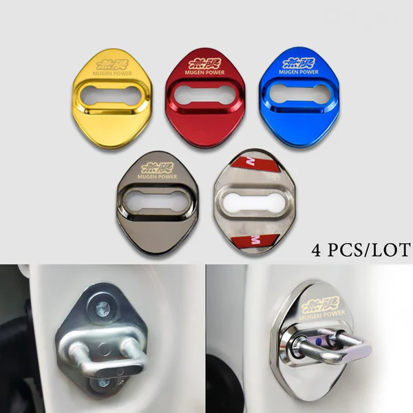Blue Mugen Stainless Steel Door Lock Door Striker Buckle Lock Protective Cover Set - 4 pcs - Image 5
