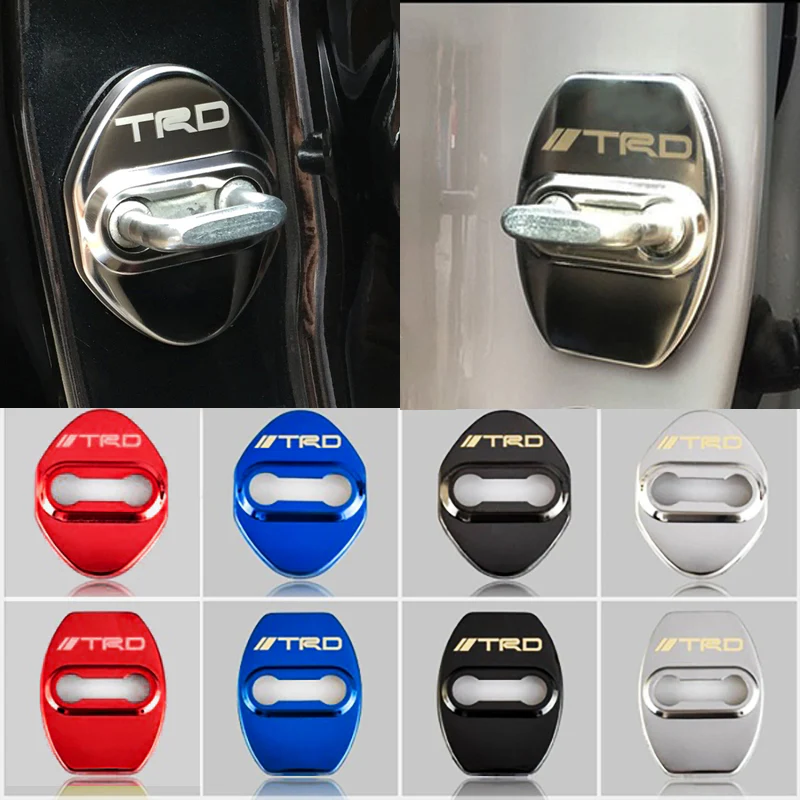 Blue Stainless Steel Door Lock Door Striker Cover Set for TRD - Image 3