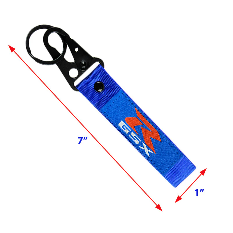 Blue SUZUKI GSX Lanyard Double Sided Backpack Key Ring Hook Strap Metal Keychain X2 - Image 2