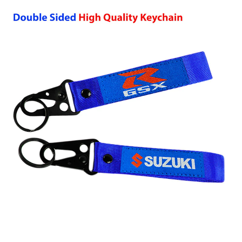Blue SUZUKI GSX Lanyard Double Sided Backpack Key Ring Hook Strap Metal Keychain X2 - Image 3