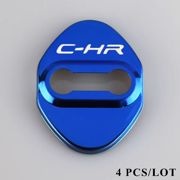 Blue Toyota C-HR 2016-2019 Stainless Steel Door Lock Door Striker Protective Cover Set - 4 pcs - Image 2