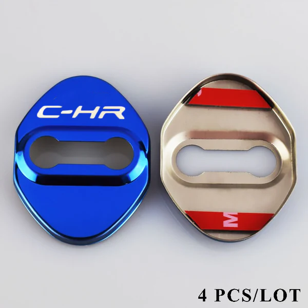Blue Toyota C-HR 2016-2019 Stainless Steel Door Lock Door Striker Protective Cover Set - 4 pcs - Image 3