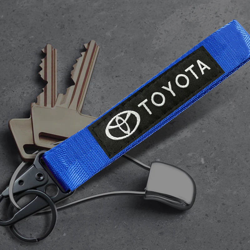 Blue TOYOTA MOTORS Racing Keychain Metal Key Ring Hook Strap Nylon Lanyard-Universal - Image 4