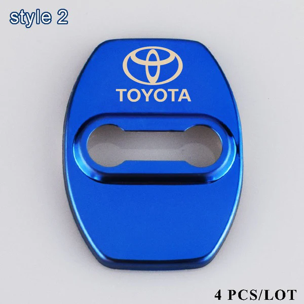 Blue TOYOTA Stainless Steel Door Lock Door Striker Cover Set - 4 pcs - Image 2