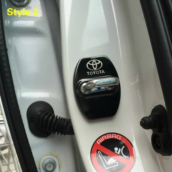 Blue TOYOTA Stainless Steel Door Lock Door Striker Cover Set - 4 pcs - Image 3