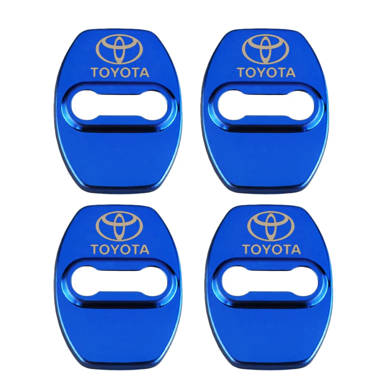 Blue TOYOTA Stainless Steel Door Lock Door Striker Cover Set - 4 pcs - Image 4