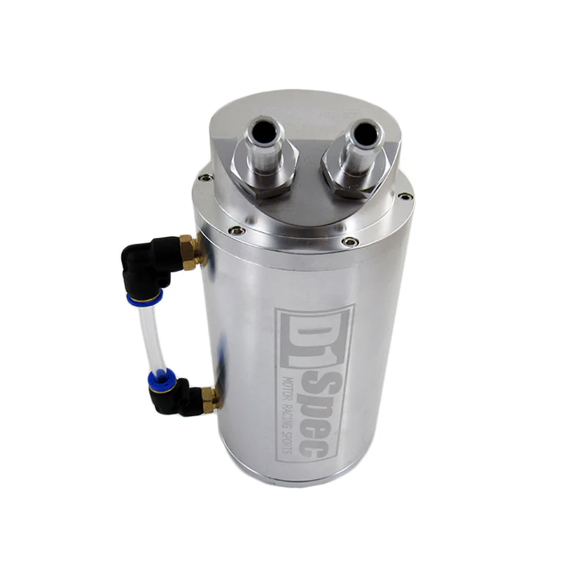 Brand New 0.7L 10mm Round Silver Billet Aluminum Engine Oil Catch Tank Reservoir - Image 3