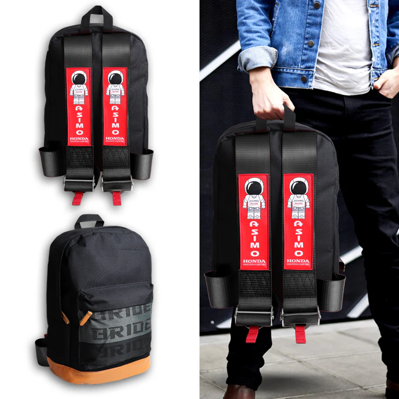 Bride Gradation Cloth Backpack Asimo Black Harness Adjustable Shoulder Straps with HONDA Metal Keychain key Ring Hook Strap - Image 9