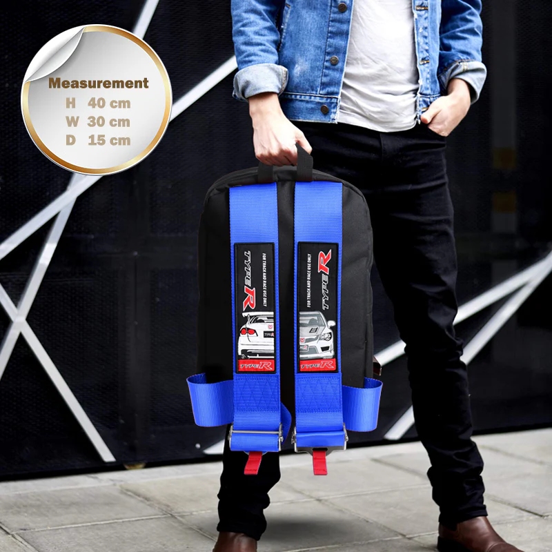 Bride Gradation Cloth Backpack with Honda Type R Blue Harness Adjustable Shoulder Straps - Image 4
