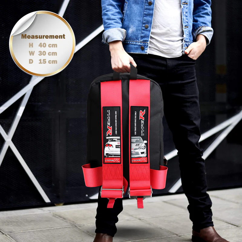 Bride Gradation Cloth Backpack with Honda Type R Red Harness Adjustable Shoulder Straps - Image 4