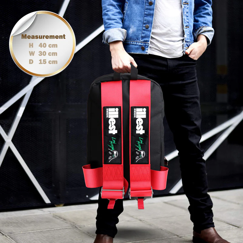 Bride Gradation Cloth Backpack with Illest Red Harness Adjustable shoulder Straps - Image 5