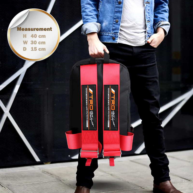 Bride Gradation Cloth Backpack with Toyota TRD Red Harness Adjustable Shoulder Straps with Keychain - Image 9