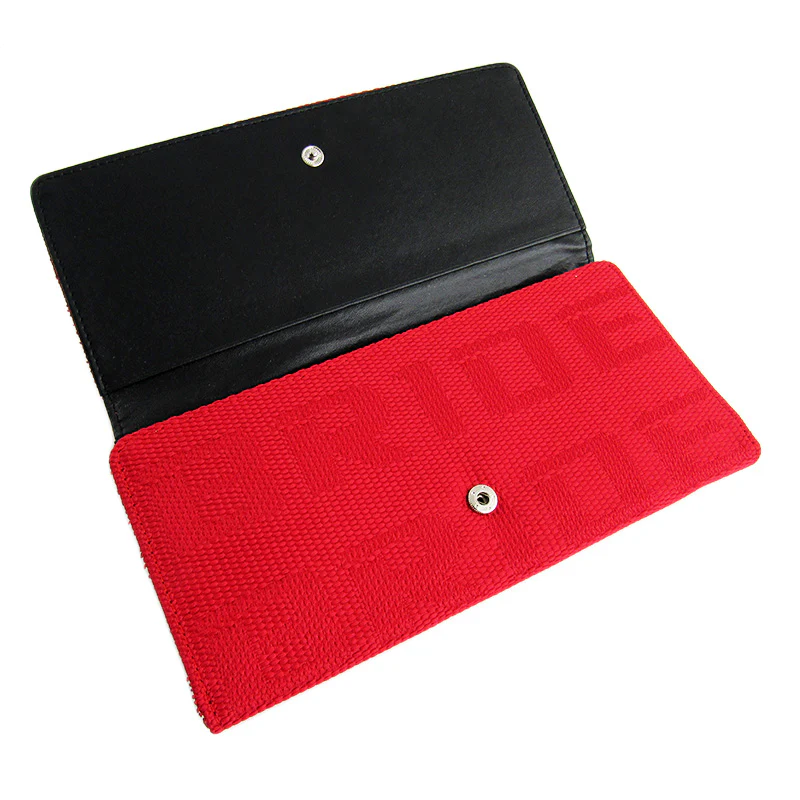Red Gradation Bride Racing Wallet Clutch Trifold Fabric Leather L - Image 2