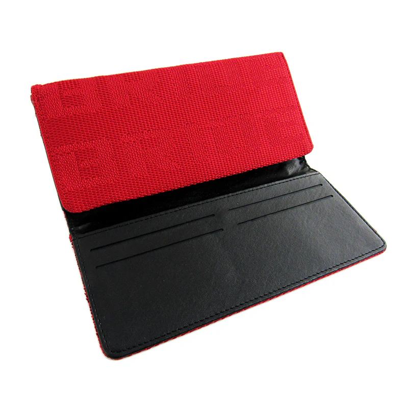 Red Gradation Bride Racing Wallet Clutch Trifold Fabric Leather L - Image 3