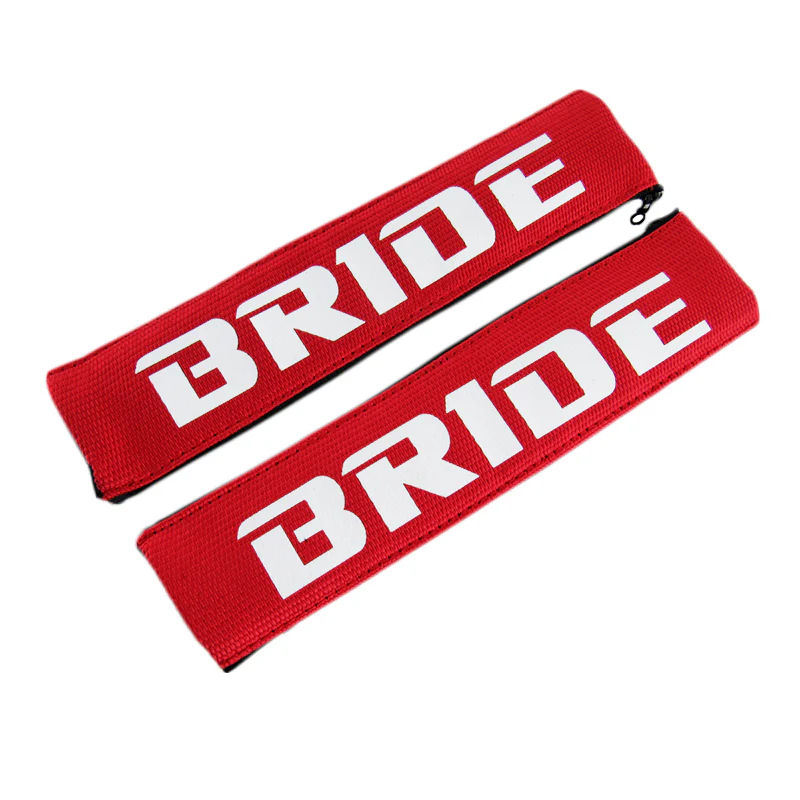BRIDE Red Soft Fabric Seat Belt Cover Shoulder Pads Fabric Racing Seat Material - Image 2