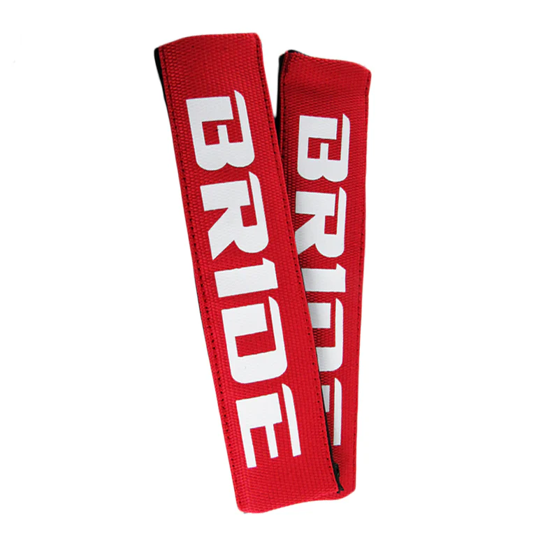BRIDE Red Soft Fabric Seat Belt Cover Shoulder Pads Fabric Racing Seat Material - Image 5
